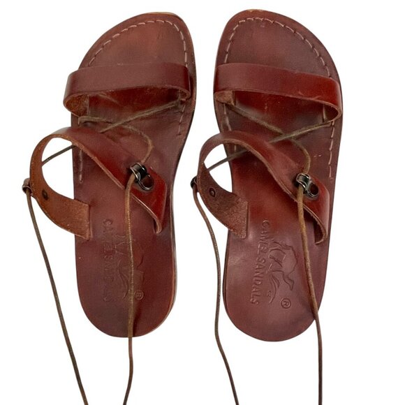 Eden Custom Handmade Brown Leather Lace-Up Gladiator Sandals Womens 37 / 6.5 US - Picture 3 of 14